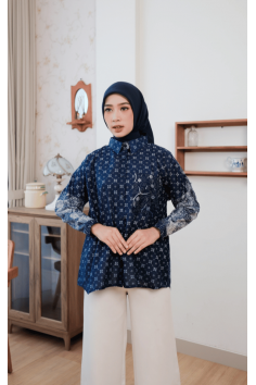 Sora Blouse Navy - Atasan Batik Wanita